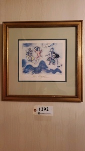 FRAMED PRINT SIGNED MARC CHAGALL (19X19)