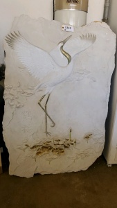 RELIEF SCULPTURE BY UNKNOWN “WHITE CRANE” (46X67)