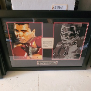 FRAMED MEMORABILIA OF MUHAMMAD ALI (37X27)