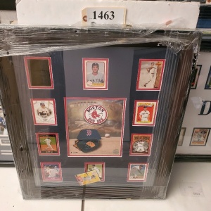 FRAMED MEMORABILIA OF RED SOX BASEBALL CARDS (23X27.5)