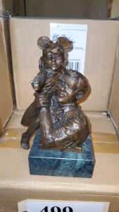 LOT OF 4 6.75” BRONZE STATUE WITH STONE BASE “FALLING”