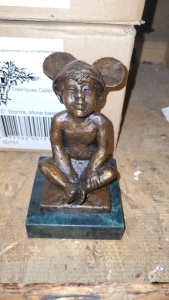 LOT OF 8 4.75” BRONZE STATUE WITH STONE BASE “MICKEY EARS”