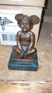 LOT OF 8 4.75” BRONZE STATUE WITH STONE BASE “MICKEY EARS”