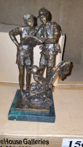 LOT OF 5 10” BRONZE STATUE WITH STONE BASE “LOST IN FANTASYLAND”