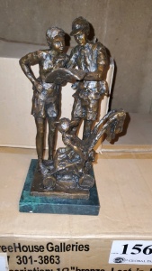 LOT OF 5 10” BRONZE STATUE WITH STONE BASE “LOST IN FANTASYLAND”