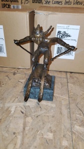 LOT OF 5 7.75” BRONZE STATUE WITH STONE BASE “SHE COMES INTO VIEW”