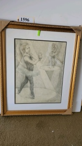 FRAMED PENCIL DRAWINGS BY LEE DUBIN (24X29)