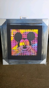 FRAMED MICKEY MOUSE ARTWORK UNKNOWN SIGNATURE (29X29)