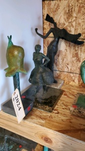 LOT OF 3 ASSORTED BRONZE STATUES 11"- 16"