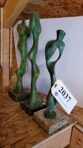 LOT OF 3 ASSORTED BRONZE STATUES 14"- 16"