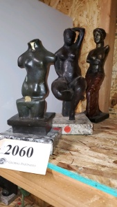 LOT OF 3 ASSORTED BRONZE STATUES 10"- 13"