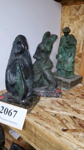 LOT OF 3 ASSORTED BRONZE STATUES 9"- 11"