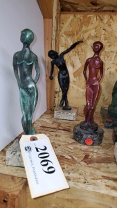 LOT OF 3 ASSORTED BRONZE STATUES 10"- 11"
