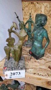 LOT OF 3 ASSORTED BRONZE STATUES 11"- 13"