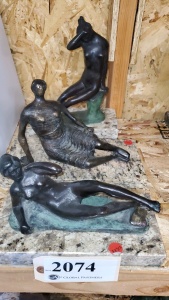 LOT OF 3 ASSORTED BRONZE STATUES 5"- 9"