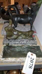 LOT OF 3 ASSORTED BRONZE STATUES 4"- 11"