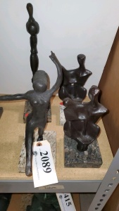 LOT OF 4 ASSORTED BRONZE STATUES 10"- 15"