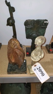 LOT OF 4 ASSORTED BRONZE STATUES 10"- 15"