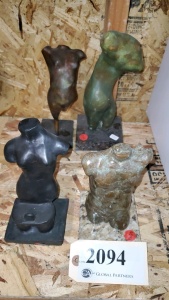 LOT OF 4 ASSORTED BRONZE STATUES 7"- 10"