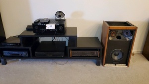 COMPLETE AUDIO SYSTEM WITH SPEAKERS AND CABINET