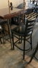 1920 Douglas fir bar table with pipe legs, 24‚Äù inches x 26.5‚Äù inches x 42‚Äù height, with (2) black bar stools - 3