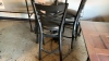 33in WOOD TOP ROUND TABLE W/ METAL LEG, GLASS TOP AND (4) BAR STOOLS - 3