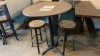 36‚Äù inch Round bar table with metal base and (2) bar stools wood top/metal base
