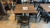 Square table with metal base and (4) black metal chairs, 36‚Äù inch x 36‚Äù inch