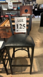 Qty. (12) black metal bar stools with cushion