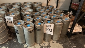 Qty. 22, 5.16 gallons aluminum beer keg with beer