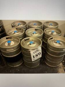 Qty. 9, 15.5 aluminum beer keg with beer