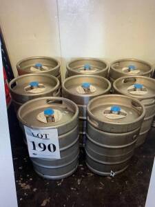 Qty. 8, 15.5 aluminum beer keg with beer