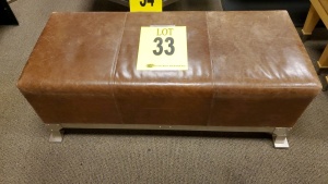 48in LEATHER TOP /METAL FRAME BENCH