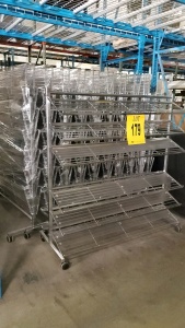 LOT OF 11 CHROME ROLLING DOUBLE SIDED SHOE RACKS