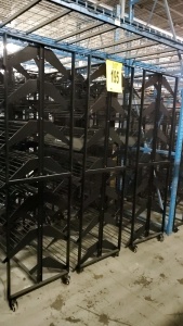 LOT OF 6 48x24x84 BLACK ROLLING DOUBLE SIDED SHOE RACKS