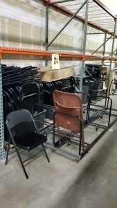 LOT OF 99 FOLDING CHAIR W/2 TRANSPORT CARTS