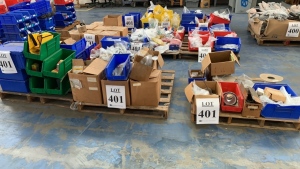 LOT OF (10 PALLETS) ASSTD PARTS: SILICONE, CLAMPS, ELECTRICAL TAPE, SPRING CONNECTORS, SCREWS