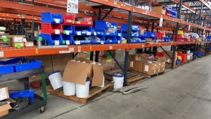 LOT (5) SECTION ASSTD PAERT, WEGMANN, ZIP TIES, PRYSMIAN, SCOTCH, CONTINUOUS BRAID, KILLARK, WHEELS, BOLTS AND SCREWS