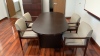U - SHAPED WOOD DESK WITH OFFICE CHAIR , CABINET & 71” RECTANGLE TABLE WITH 5 CHAIRS - 2