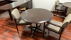 U - SHAPED WOOD DESK , CABINET WITH (2) 42” ROUND TABLES & 4 CHAIRS - 2