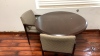 U - SHAPED WOOD DESK , CABINET WITH (2) 42” ROUND TABLES & 4 CHAIRS - 3