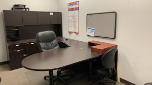 U - SHAPED WOOD DESK WITH OFFICE CHAIR