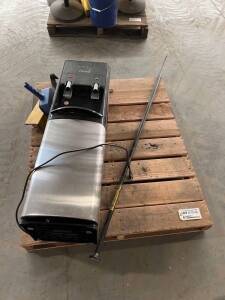 (3) Pallet Misc. Lot Water Dispenser, Barricades, Assorted Custodial Supplies, small plastic cabinet and contents