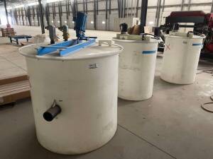 (3) Poly Mixing Tanks w/ top mounted mixing motor