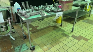 (4) ASSORTED STAINLESS STEEL TABLES (CONTENTS NOT INCLUDED) (COOKING AREA)