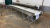 ARROWHEAD STAINLESS STEEL POWERED CONVEYOR APPROX.: 218" X 25" WITH 17" BELT (MEAT CUTTING AREA)