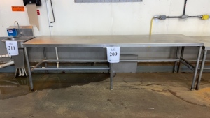 (4) ASSORTED STAINLESS STEEL TABLES (MEAT CUTTING AREA)