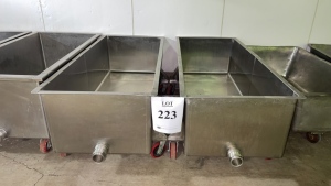 (2) STAINLESS STEEL TROUGHS WITH DRAIN APPROX.: 77" X 32 1/2" X 29" (MEAT CUTTING AREA)
