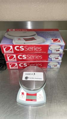 (3) OHAUS CS SERIES PORTABLE SCALES AND (1) AND EJ-200 SCALE (KITCHEN 2ND FLOOR)