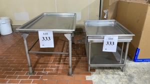 (2) STAINLESS STEEL TABLES WITH DRAIN (FISH ROOM)